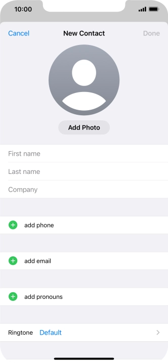 Press First name and key in the first name.