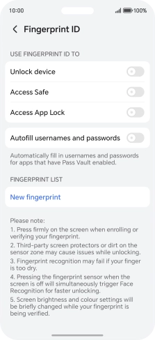 Press New fingerprint.