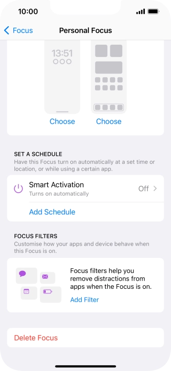 Press the required setting below 