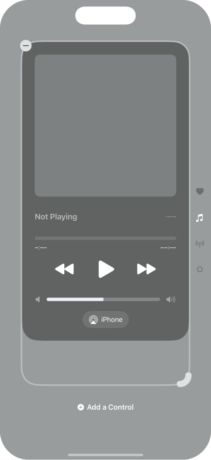 Press the remove icon on the required Control Centre page to remove it from Control Centre.