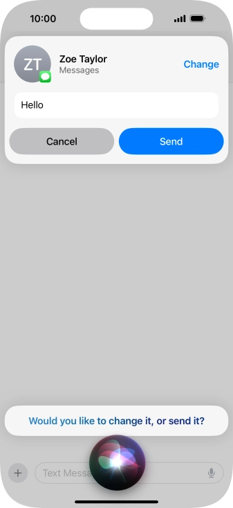 If an application is open on your phone, such as a Messages, you can also use the functions available here, e.g.: REPLY [text].