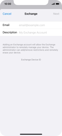 Press Email and key in your email address.