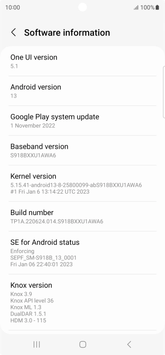 Your phone's software version is displayed below Android version. Your phone's software version is displayed below Android version.