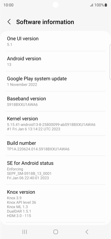 Your phone's software version is displayed below Android version. Your phone's software version is displayed below Android version.