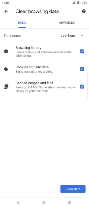 Press the field next to the required data types. Press the field next to the required data types.