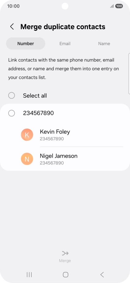 Press the field next to the required number.