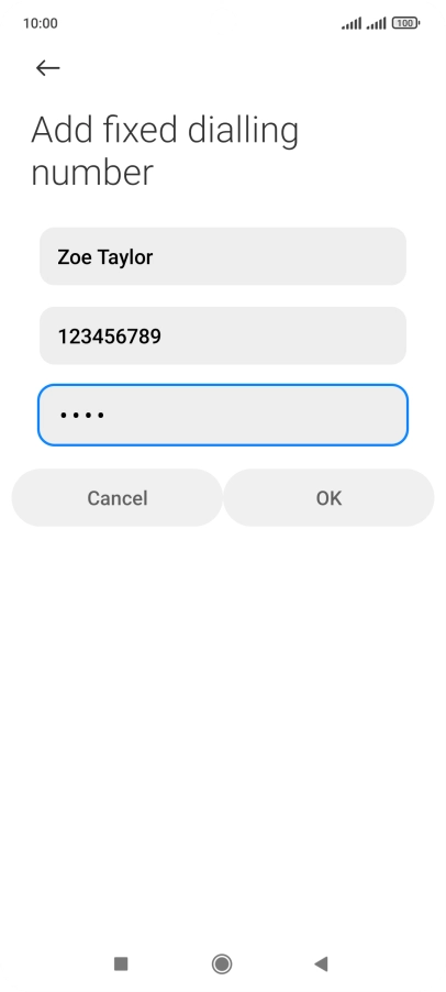 Key in your PIN2 and press OK. The default PIN2 is 1111. Key in your PIN2 and press OK. The default PIN2 is 1111.