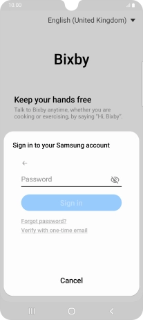 Press Password and key in the password for your Samsung account.