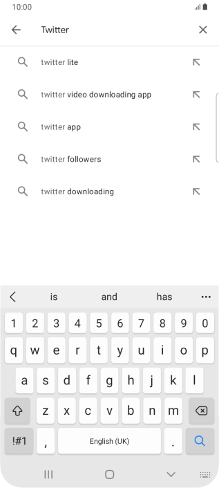 Key in Twitter and press the search icon.