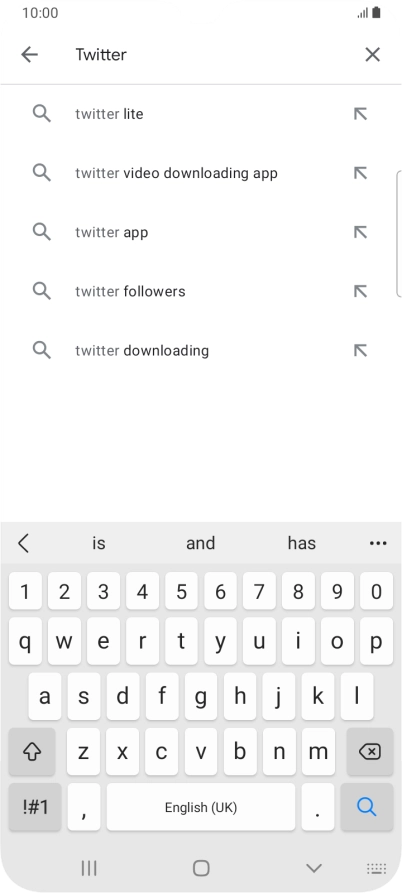 Key in Twitter and press the search icon.