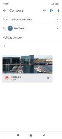 Press the send icon when you've finished your email message.