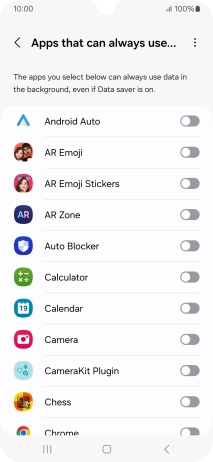 Press the indicators next to the required apps to turn the function on or off.