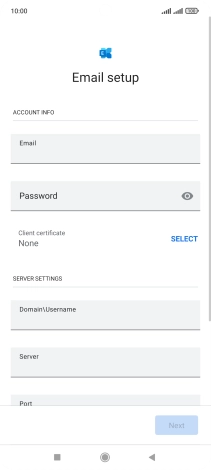 Press Password and key in the password for your email account. Press Password and key in the password for your email account.