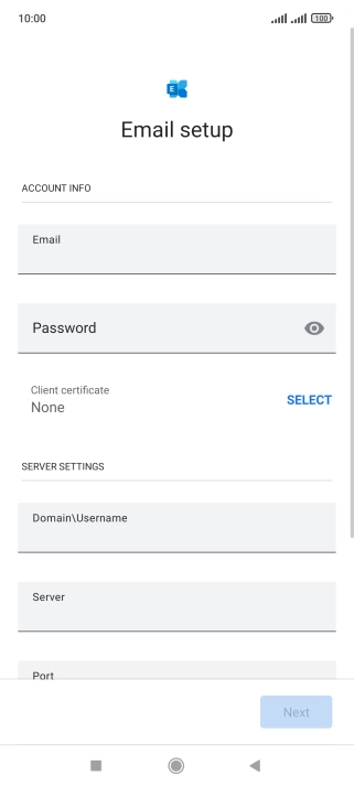 Press Password and key in the password for your email account. Press Password and key in the password for your email account.