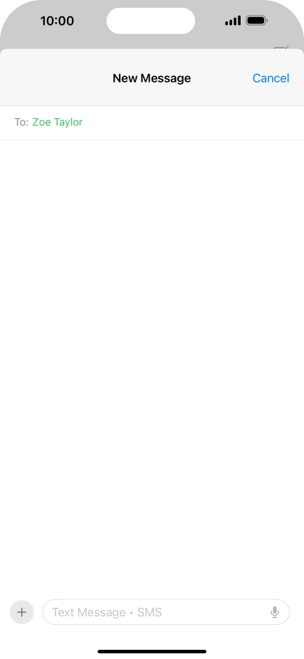 Press the text input field and write the text for your text message.