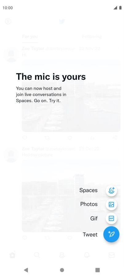 Press the new tweet icon.