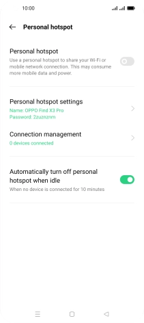 Press Personal hotspot settings. Press Personal hotspot settings.