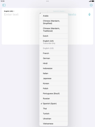 Press the required target language.