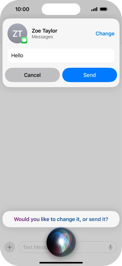 If an application is open on your phone, such as a Messages, you can also use the functions available here, e.g.: REPLY [text].