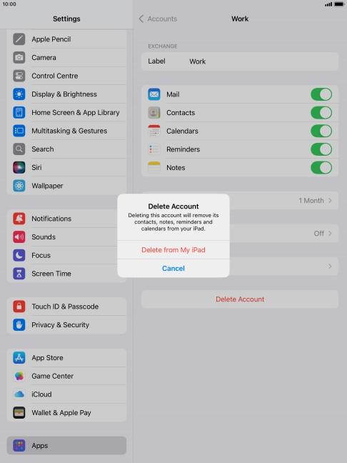 Press Delete from My iPad.