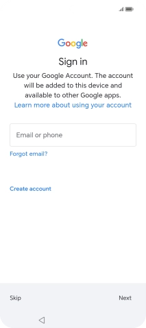 Press Email or phone and key in the username for your Google account.
