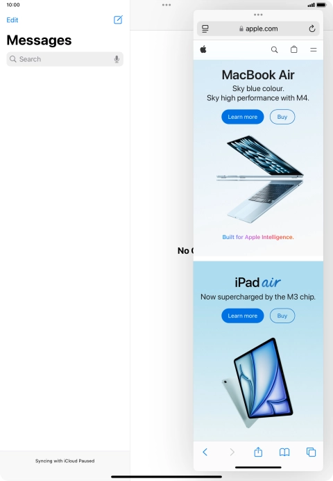The application now displays on top of the other open application.