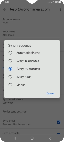 Press the required setting.