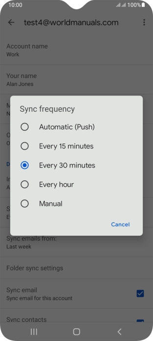 Press the required setting.