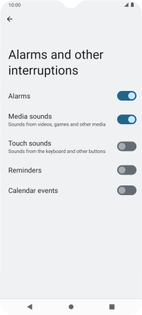 Press the indicators next to the required settings to turn sound for the selected functions on or off.