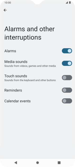 Press the indicators next to the required settings to turn sound for the selected functions on or off.