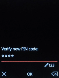 Key in the new PIN again and press the Navigation key.