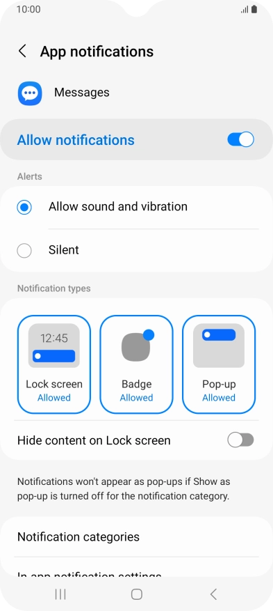 Press the indicator next to 