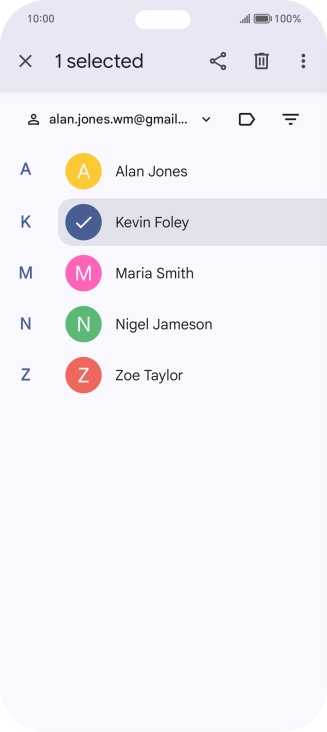 Press the required contact.