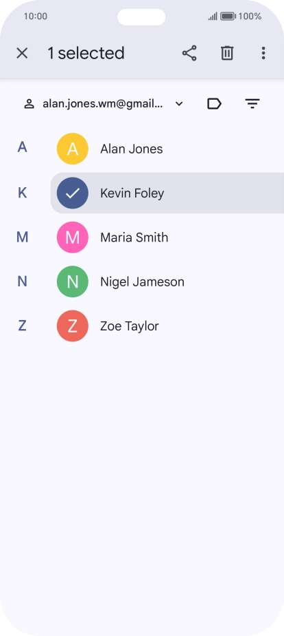 Press the required contact.
