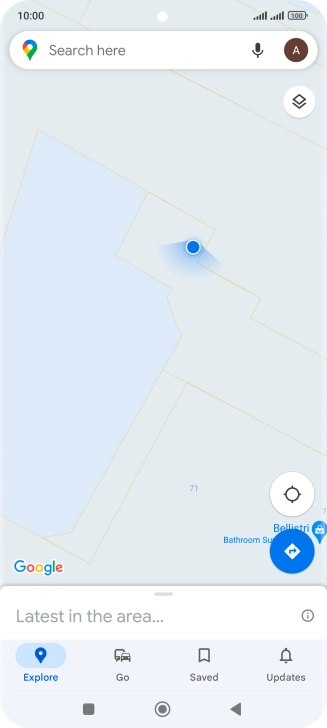 Press the search field and key in the required destination.