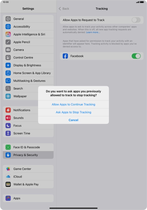 If you turn off the function, press the required setting.