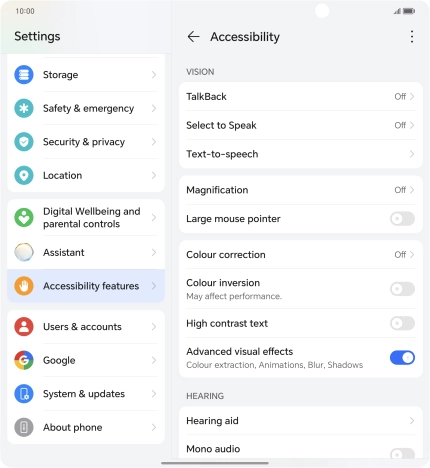 Press the required setting below Press the required setting below