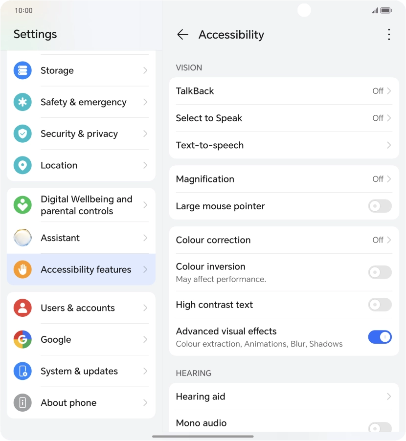 Press the required setting below Press the required setting below