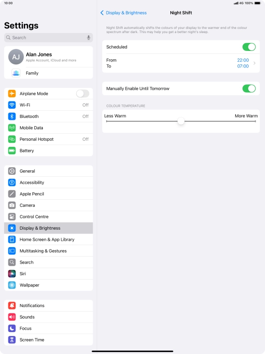 Press and drag the indicator below 