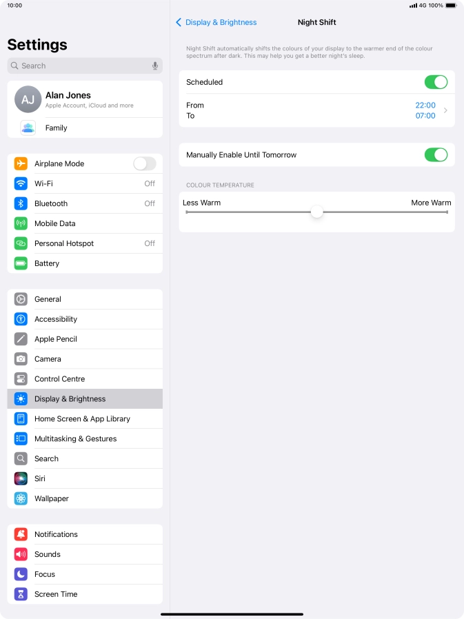 Press and drag the indicator below 