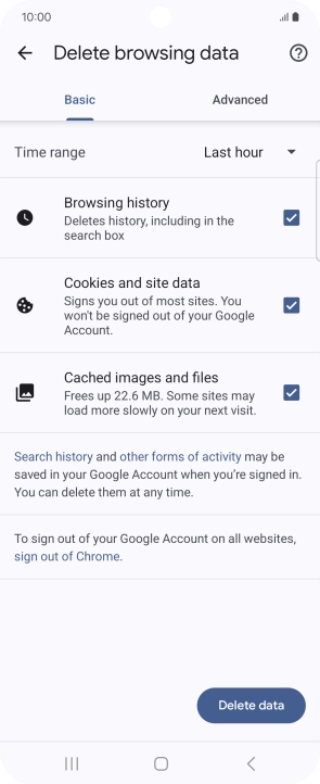 Press the fields next to the required data types.
