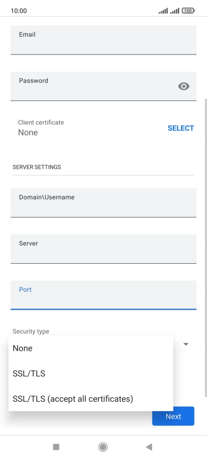 Press the required setting. Press the required setting.