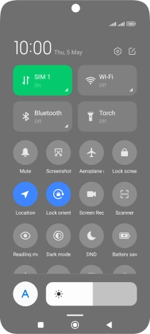 Press the flight mode icon to turn the function on or off. Press the flight mode icon to turn the function on or off.
