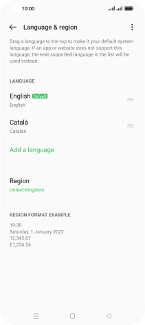 To subsequently select another language as the default language, press the move icon next to the required language and drag it to the top of the list.