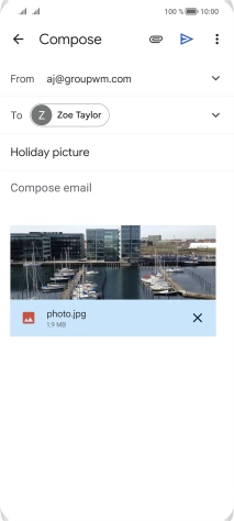 Press the text input field and write the text for your email message.