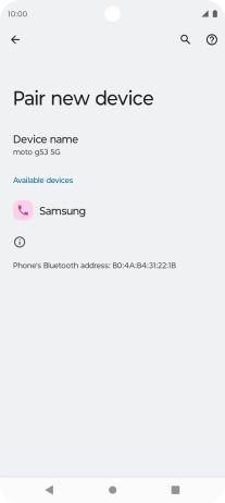 Press the required Bluetooth device and follow the instructions on the screen to pair the device with your phone.