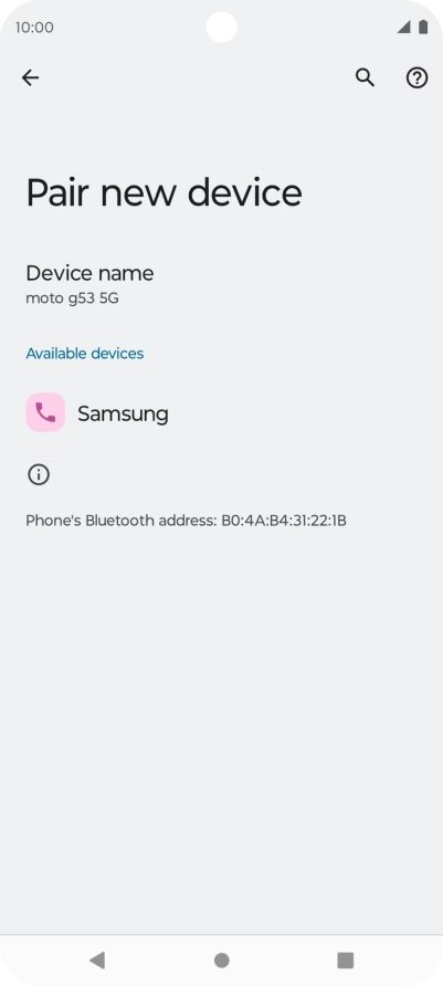 Press the required Bluetooth device and follow the instructions on the screen to pair the device with your phone.