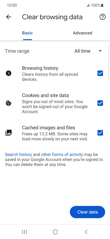 Press the fields next to the required data types.