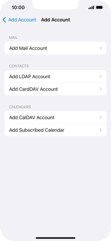 Press Add Mail Account. Press Add Mail Account.