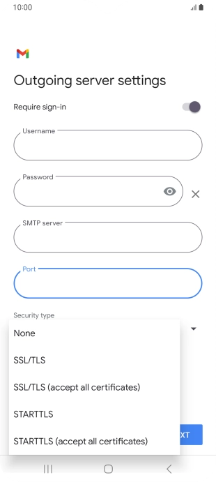 Press SSL/TLS. Press SSL/TLS.